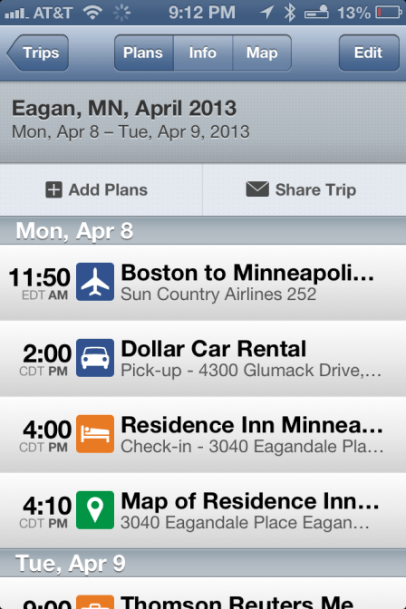 All reservations have been organized in a consistant format and arranged into an itinerary.