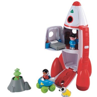This rocket ship from ELC has a cockpit, living quarters, and a rover comparment.