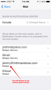 I turn off notifications on my primary mail account but leave it enabled for the rest