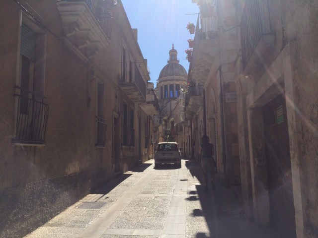 The phone's GPS said we could drive on these streets in Ragusa, but I wouldn't care to try that again.