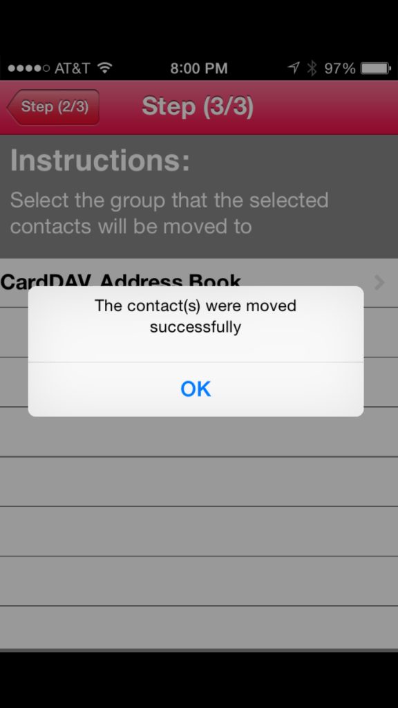 The contacts were automatically imported.